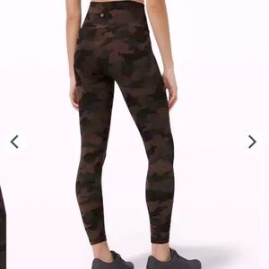 Lululemon wunder train tight 25” in heritage 365 camo brown earth multi